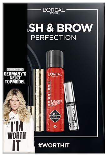 L'Oréal Paris Germany's Next Topmodel Make-up-Set Lash & Brow Perfection mit Panorama Mascara, Infaillible Augenbrauengel und Infaillible 3-Second Setting Mist