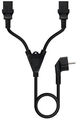 Glowster Netzkabel CEE7/M 2xC13/H, 1,8 m, für elektronische Geräte und Stromversorgungssysteme.