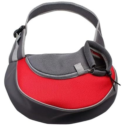 Tragetasche Sling Mesh Rucksack Haustier Hund Katze Welpe Komfort Reise Tote Schulter (Rot, Lweight für Katzen:12 Katzen/Hunde:9 Catties))