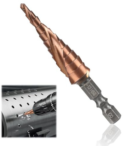 HSS Spiral Step Drill Bit for Metal M35 Cobalt Cone Cutter Drill Bit (3-13mm, 11-Step) Hole Cutter Metal Drill Bits for Hard Steel, Sheet Metal, Plastic, Steel Plate, 1/4 Hex Shank