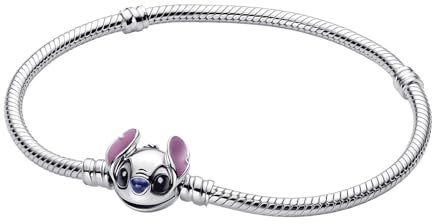 PANDORA Disney Stitch Schlangen-Gliederarmband aus Sterling-Silber, aus der Disney Kollektion, Länge: 20 cm, 593738C01-20