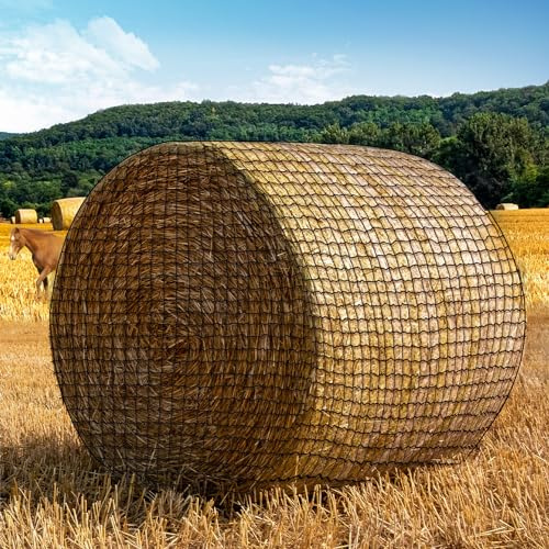 NizHome Rundes Ballen-Heunetz, 1,8 x 1,8 m, knotenloses Heunetz für Pferde, langsames Füttern, robustes Heunetz für Rundballen 4 x 4-6 x 6 oder quadratische Ballen 3 x 3 x 4-4 x 4 x 8