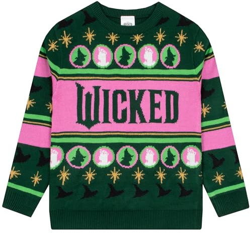 Wicked Girls and Womens Christmas Jumper, Glinda and Elphaba Christmas Jumpers for Women and Girls, Matching Ladies Xmas Jumpers