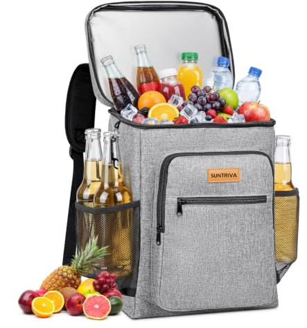 Mochila Nevera 24L Nevera Portatil Isotérmica Impermeable Portatil | Fácil de Limpiar, Abridor de botellas integrado,Múltiples Bolsillos，para Picnic/Camping/Playa/Barbacoa/Viajes/Familia