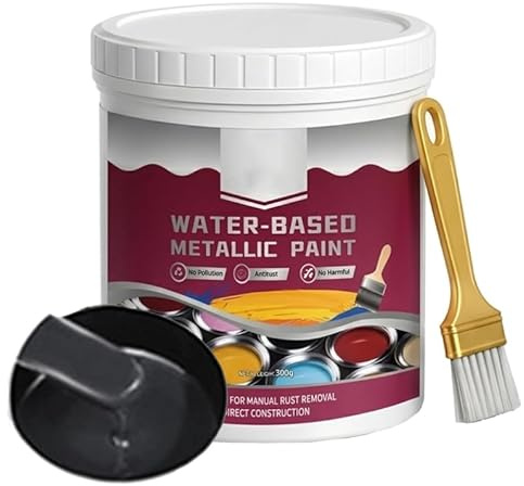 Rostentferner Metallic-Lack, 2-in-1 Rostumwandler & Metallgrundierung, wasserbasierter Metallic-Lack gegen Rost, multifunktionaler Rostumwandler (Schwarz)