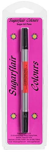 Sugarflair Christmas Red Edible Food Decorating Pen - Dual Tip Food Pens for Writing Messages & Drawing On Sugar Paste, Marzipan, Frosting Or Any Other Dry Smooth Surface