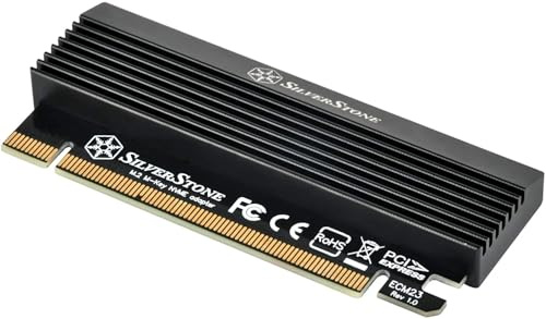 SilverStone SST-ECM23 - PCI-E Erweiterungskarte SuperSpeed, PCI Express x4 auf M.2 (M Key), Aluminium Kühlkörper + Thermal Pad