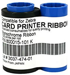 800015-101 schwarzes einfarbiges Farbband für Zebra P330i P420i P430i Kartendrucker, 1000 Drucke