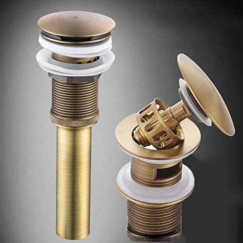Set di scarico universale Valvola Pop-up Valvola di Scarico lavandino in Ottone Adatto, Piletta Scarico lavabo con Troppopieno, per lavandino Bidet Vasca, Built-in anti-intasamento Filtro