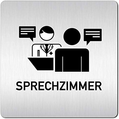 Türschilder24 XXL Schild - Türschild (B) • 125 x 125 mm • Sprechzimmer 002 Arzt • 1,5 mm Aluminium Vollmaterial • 100% Made in Germany