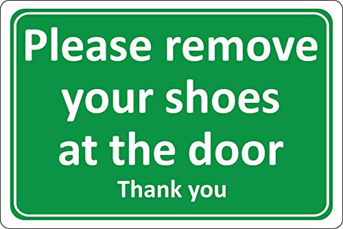 Please remove your shoes at the door sign - Self adhesive sticker 200mm x 150mm