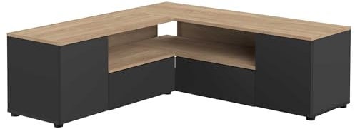 Temahome TV-Eckschrank, Schwarz und Eiche, 130x130x45cm