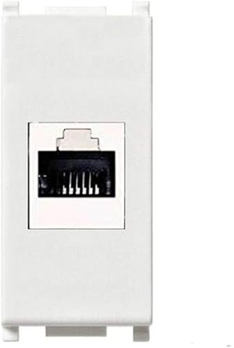 oniroview Presa RJ45 UTP cat.6A Compatibile Vimar Plana 14337.6 presa modulare 8 poli per cavi ethernet connessione a crimpare senza attrezzi, colore bianco