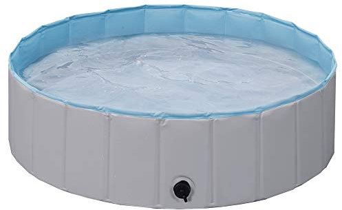 Yaheetech Hundepool Schwimmbad Hundeplanschbecken 100 cm/120 cm/140 cm/160 cm Hundebad Doggy Pool Haustierpool Katzenpool Wasserbad PVC-rutschfest mit Ablassventil
