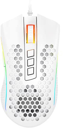 Redragon M988Storm Elite White RGB Mouse Gamer Ultralight 85g Honey Comb Design Optical Sensor 12,400dpi