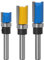 WSOOX Top Bearing Flush Trim Pattern Router Bit Set 6mm Shank Template Flush Trim Router Bits 3pcs Mortise Woodworking Router Bits