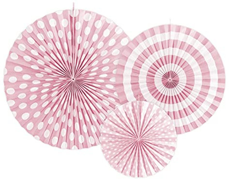 Lot de 3 rosaces décoratives en papier rose clair - Rosettes décoratives - Rosettes en papier - Pour mariage, anniversaire, fête, fête, décoration murale - Rose clair
