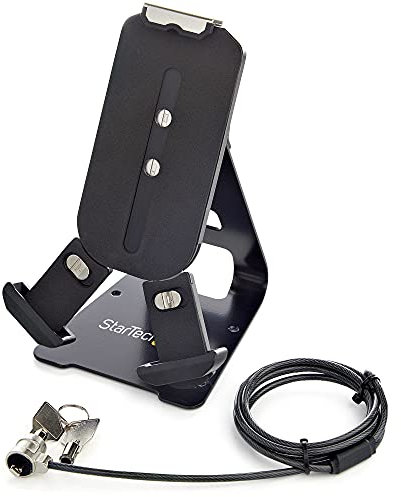 StarTech.com Soporte Seguro para Tablet con Cable de Seguridad con Candado K-Slot - Base para Tablets de 7,9 a 13 Pulgadas - Soporte Universal Ajustable Antirrobo de Sobremesa para Tablet (SECTBLTDT)