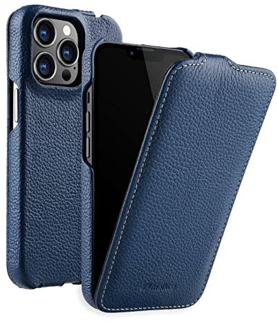 MELCKO Funda para Apple iPhone 13 Pro (6,1 pulgadas), funda de piel con tapa, funda con tapa, funda delgada, color azul