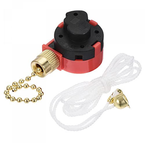 sourcing map Tracción Cadena Interruptor 3 Velocidades 4 Cables Reemplazo con Cadena para Techo Ventilador Lámpara Luz Dorado Tono