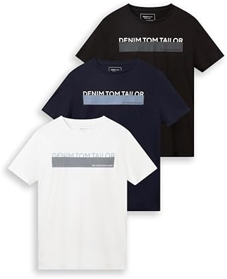 TOM TAILOR Denim Herren Triplepack T-Shirt mit Print