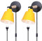TOKIUS 2 Packs Appliques Murales Vintages Industrielles Plafonniers Luminaires E27 en Métal Réglable Lampe Murale Interieur Rétro pour Chambre Cuisine Restaurant (avec interrupteur, Jaune)