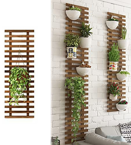 Griglia Resistente Naturale Legno,Fioriera Grigliato Legno da Giardino Vaso per Piante Rampicanti,per Sostegno a Muro Fiori e Piante Fioriere Sospese Decorazione Murale Terrazza (90x29cm/35.4x11.4in)