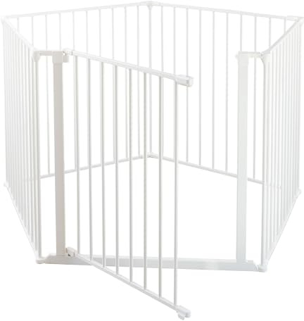 Scandinavian Pet Design Pet Flex System XXL Wall Mounted At Home Dog Gate for Fireplaces, Wide and Irregular Door Openings, and Staircases, White