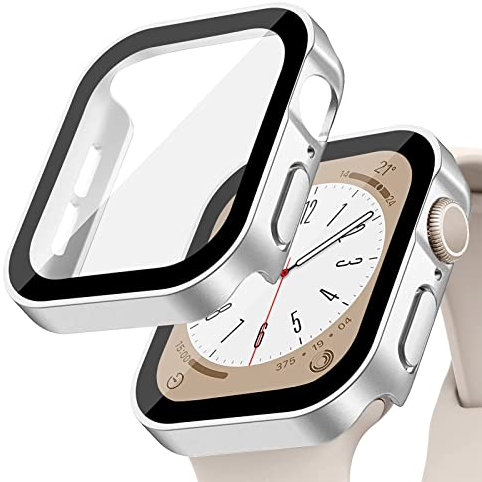 Funda Protectora Impermeable para Apple Watch 42mm 46mm 40mm 44mm 41mm 45mm,Protector de Pantalla de Vidrio Templado Integrado,Case PC Rígida HD para iWatch Serie 10 9 8 7 6 5 4 SE(NO PARA LA SERIE 3)