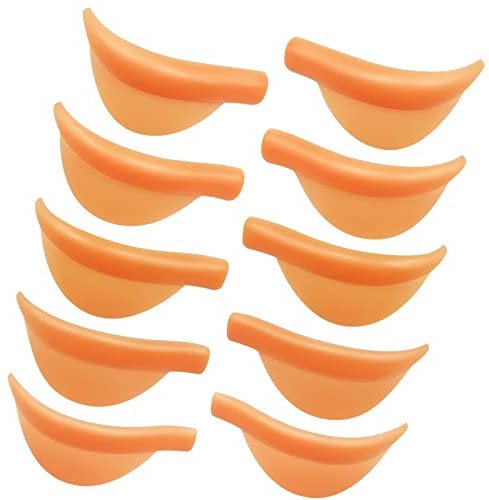 Libeauty Lash Lift Shields, 10pcs Silicone Lift Pads for Eyelash Perm, XS/S/M/L/XL 5 Size Reusable Soft Lash Lifting Rods (Orange)…
