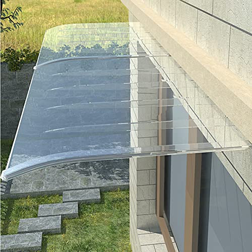 Transparent Pultvordach,Vordach Haustür Überdachung Haustürvordach aus 3mm Dicke Polycarbonat,Unsichtbare Vordach für Eingangstür,wasserdichte UV-Schutz Schallschutz (50x150cm/20 x59)