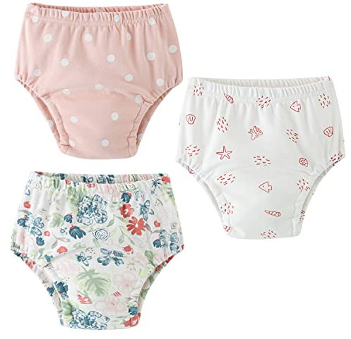 Yealoo Lot de 3 Culotte d'apprentissage en Coton pour Fille Enfants Lavable et Réutilisable, pour l'Entraînement à la Propreté