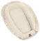 PIMKO Babynest mit rüschen Babynestchen für Baby Kuschelnest Babykokon für Säuglinge und Neugeborene 100% Baumwolle Nestchen geeignet für Zuhause 55 x 90 cm (Beige mit Klappe)