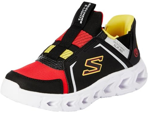 Skechers Boys, Zapatillas Niños, Tela Sintética Negra Roja Amarilla Si, 28 EU