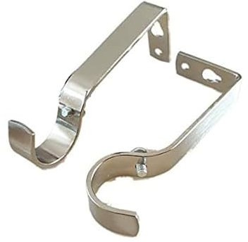 Silver Curtain Rod Brackets Set with Screws for Poles 28mm Curtain Pole Bracket Metal Heavy Duty Rod Wall Brackets Holder Set of 2.