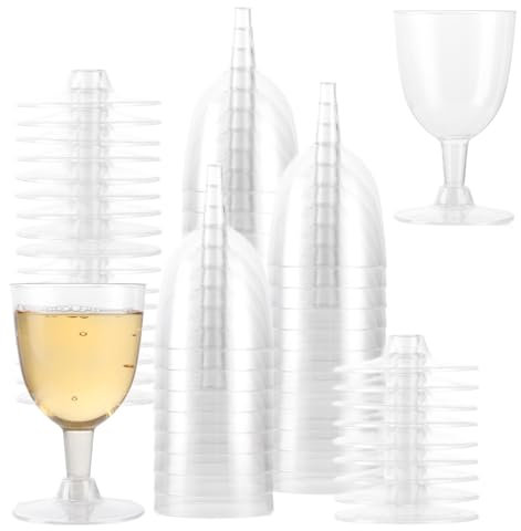 APACALI 100 Stück Weingläser Plastik, 150ML Plastik Weingläser, Weinverkostungsgläser Kunststoff, Party-Weinbecher mit Stiel, Transparent Weinglaser für Hochzeiten, Geburtstage, Picknicks