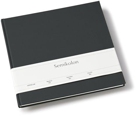 Semikolon 371087 Gästebuch Slim 25 x 23 cm - mit 100 blanko Seiten zum Selbstgestalten, Lesezeichen - lava stone grau