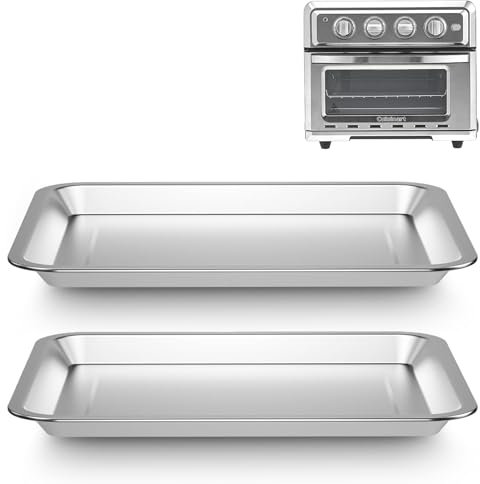 Stainless Steel Baking Tray Pan Compatible with Cuisinart Airfryer TOA-060 and TOA-065,Dishwasher Safe Cuisinart Air Fryer Toaster Oven Replacement Tray 2 Set.