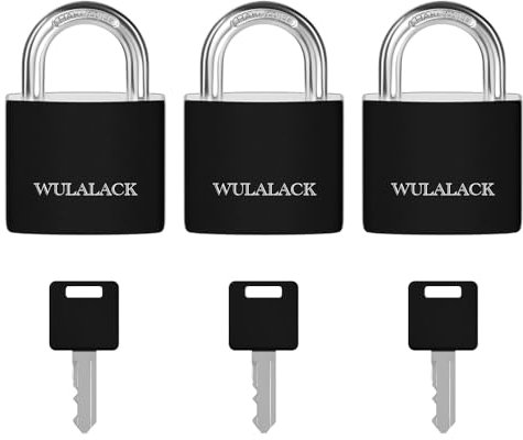WULALACK Cerraduras pequeñas de 1-3/16 pulgadas con llaves, paquete de 3 candados de aluminio cubiertos con llave igual