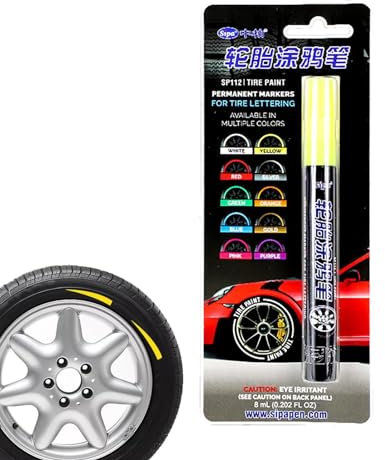 Bolígrafo de pintura para letras de neumáticos - Marcador de pintura para neumáticos, bolígrafo duradero para neumáticos de coche | Herramienta impermeable para rotulación de neumáticos, pintura blanc