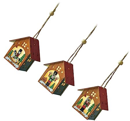 Amosfun Wooden Walnut Soldier Pendant Nutcracker Soldier Christmas Decor Xmas Ornaments Light up