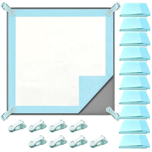 19pcs Puppy Pee Pad Tray Halter Set für Hunde, rutschfeste Silikon Hund Pee Pad Halter für 10 X 10cm Training Pads, Easy Cleaning Pee Pad Tray mit 8-Halter Klemmen und 10pcs Welpen Töpfchen Pad