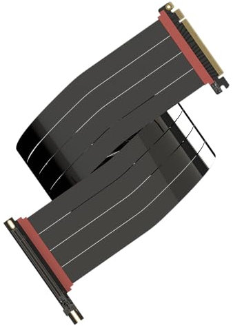 LINKUP - AVA5 PCIE 5.0 Riser-Kabel [90cm (Gesamtlänge 94cm)] RTX5090 RX9070 GPU Bereit | x16 128GB/s Geschwindigkeit | PCIe 4.0 WRX80/WRX90E O11D EVO XL aufrechte Kompatibel | Rechter Winkel Schwarz