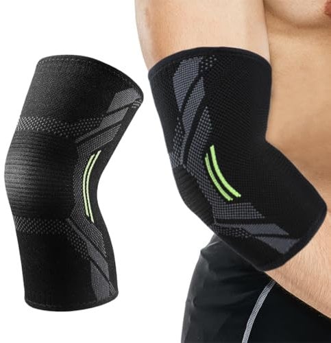 EORPAVU Supporti per gomito 1 PC Bendaggio per gomito Bendaggio per gomito da tennis per donna Uomo Gomitiera a compressione sinistra/destra (Nero, M)