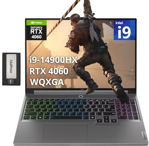 Lenovo Legion 5 16 WQXGA 165Hz Gaming Laptop, Intel i9-14900HX, 32GB DDR5, 1TB SSD, NVIDIA GeForce RTX 4060 8GB GDDR6, 4-Zone RGB retroilluminato, Win 11, grigio, 256GB Docking Station Set