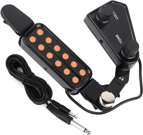 CYSFETENA Guitar Pickup 12 Schallloch Akustikgitarre Tonabnehmer mit Lautstärke,und Klangregelung für Ukulele, Magnetischer Pickup Transducer mit Meter Kabel für Akustik E-Gitarren