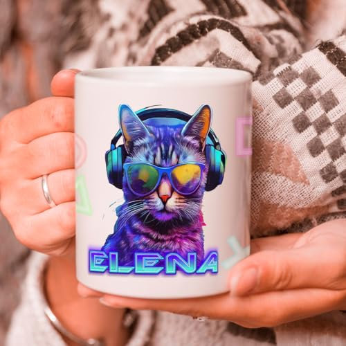 tjapalo NEU T4 Gamer Tasse personalisiert mit Namen Kinder Becher 300ml Gaming Tasse Gamer coole Tassen für Mädchen Tasse für Teenager Trinkbecher Erwachsene coole geschenkideen für Mädchen