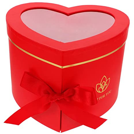 TOBBOMEY Herzförmige Geschenkbox Aus Karton Doppellagige Verpackung Mit Transparentem Fenster Für Blumen Hochzeiten Und Valentinstag Kreative Geschenkverpackung Langlebig Und Romantisch