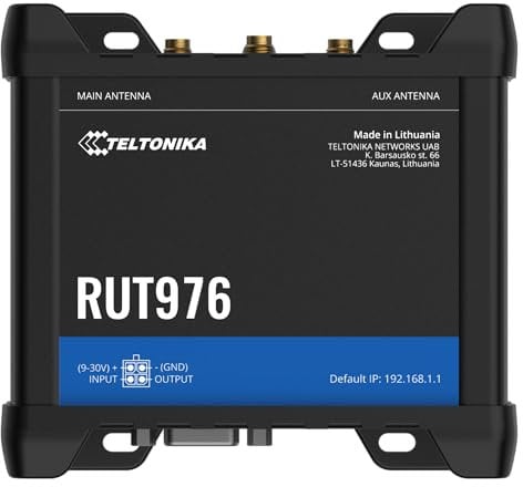 Teltonika RUT976 RedCap 5G low latency and high capacity cellular industrial Wi-Fi Router, 4G LTE CAT 4, Dual SIM, RS232, RS485