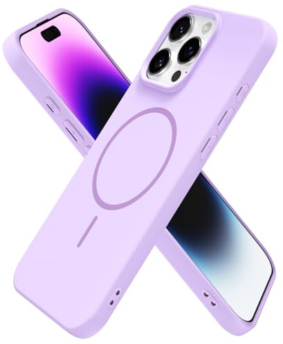 oakxco for iPhone 14 Pro Max Case Silicone Mag Safe, Magnetic Slim Thin Phone Case Compatible with Magsafe Wireless Charging, Cute Girly Aesthetic Soft Rubber Gel Safecase for Women Girls, Purple